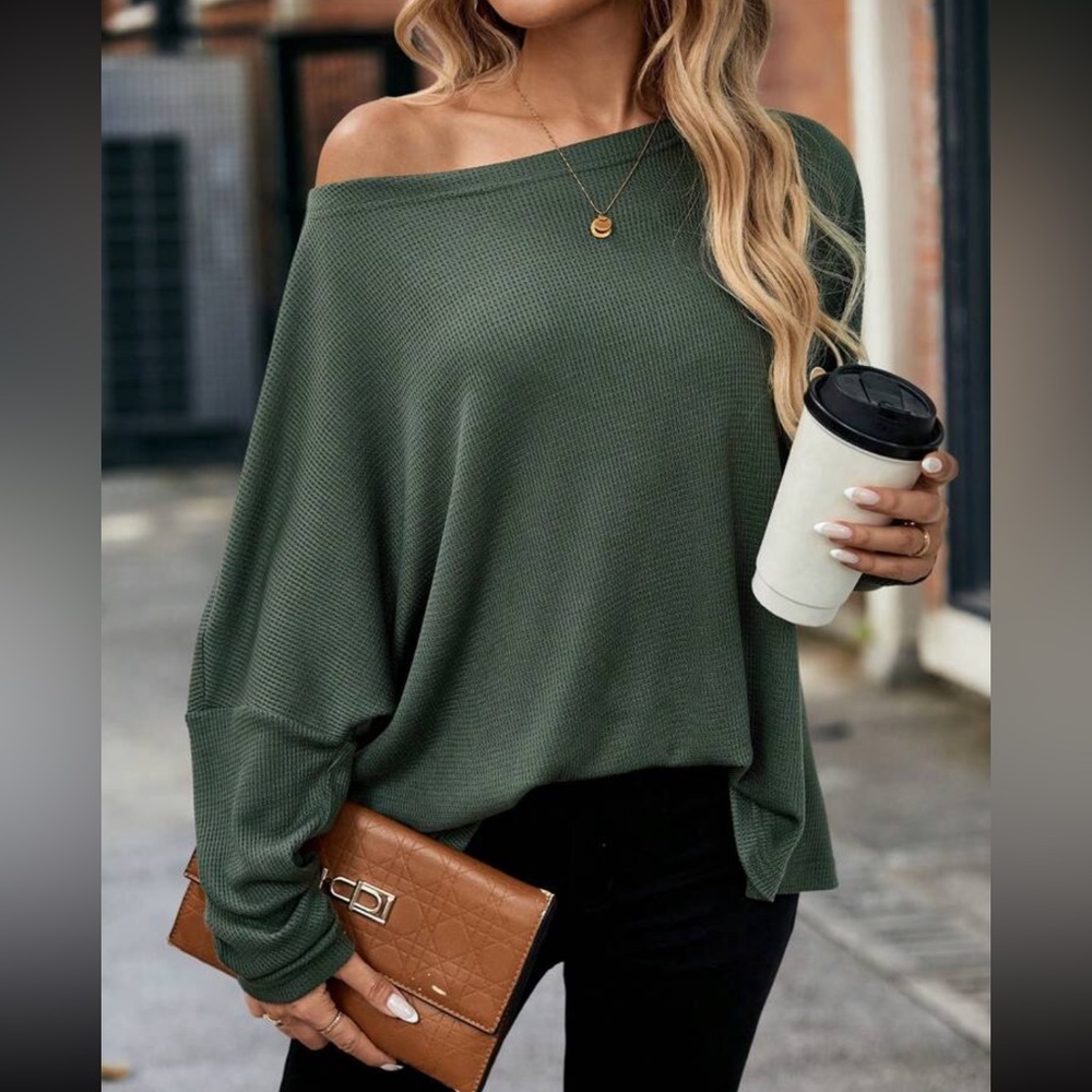 Boho green off shoulder top RESERVED